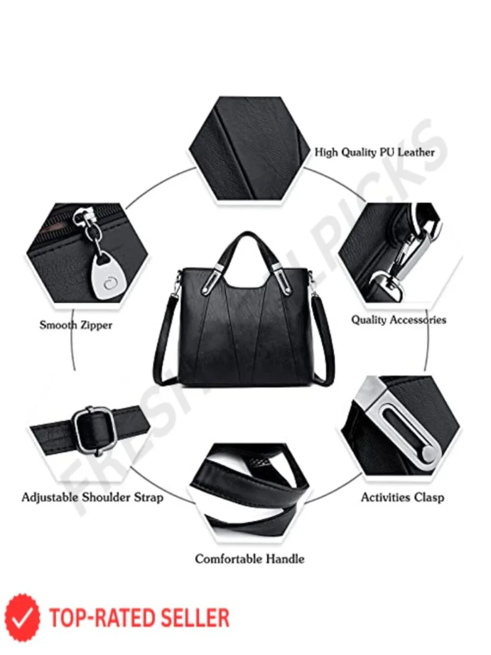 Fashion Shoulder Bag PU Leather Waterproof Satchel Handbag